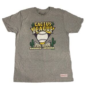 Mitchell & Ness Mens T-Shirt Large Gray Cotton Cactus League Milwaukee Brewers
